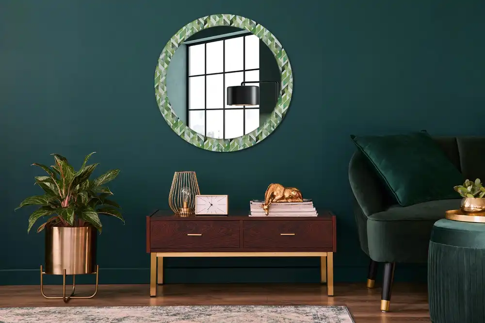 Round decorative mirror Herringbone
