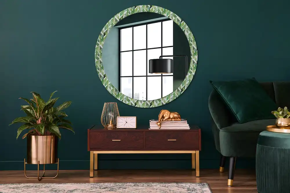 Round decorative mirror Herringbone