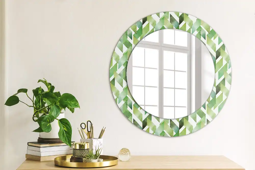 Round decorative mirror Herringbone