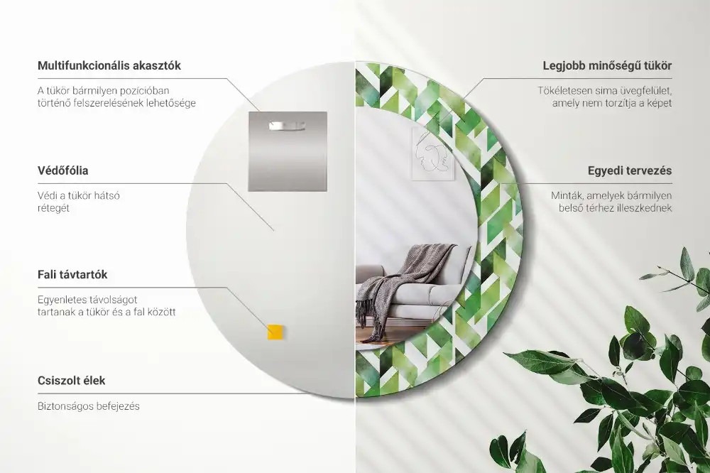 Round decorative mirror Herringbone