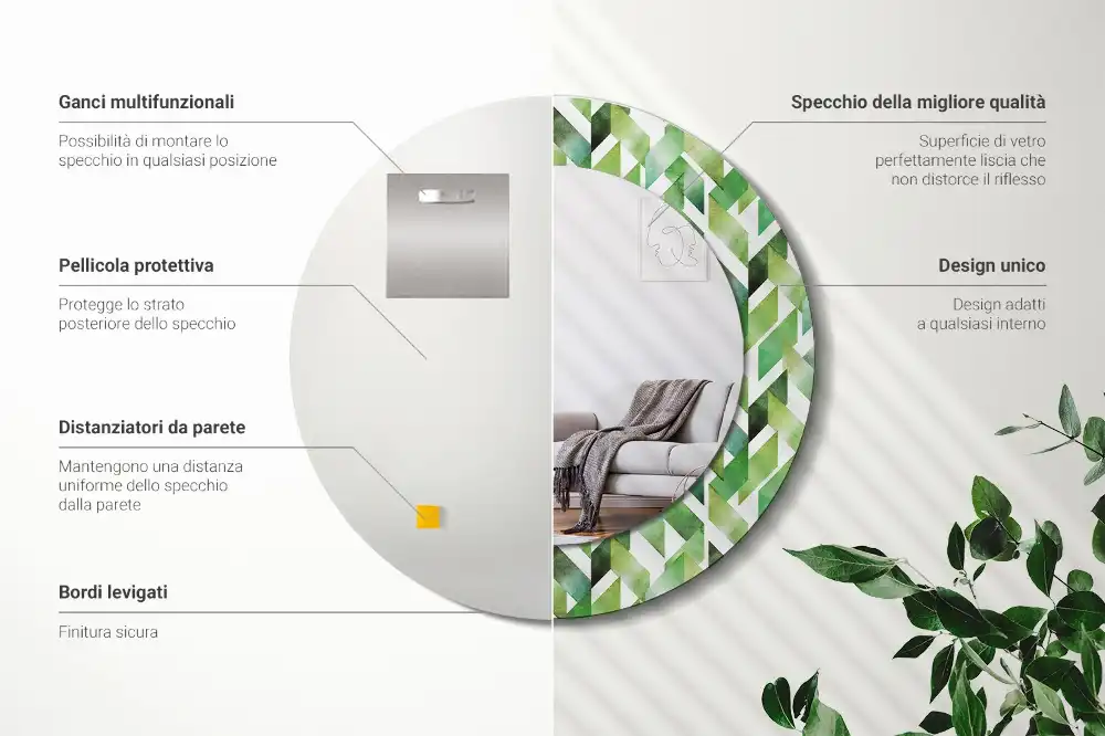 Round decorative mirror Herringbone