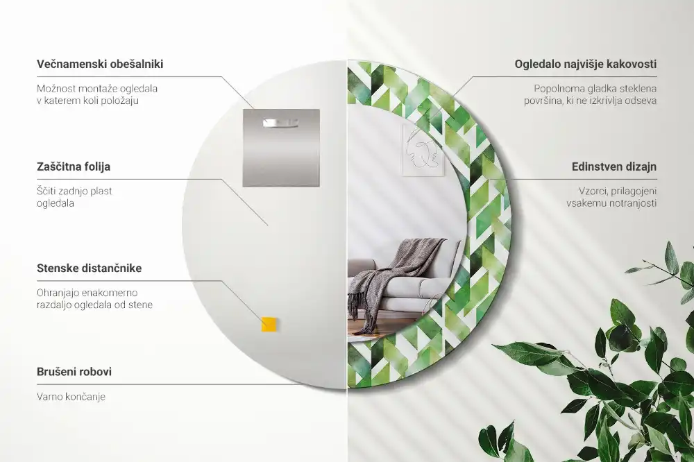 Round decorative mirror Herringbone