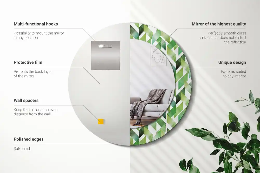 Round decorative mirror Herringbone