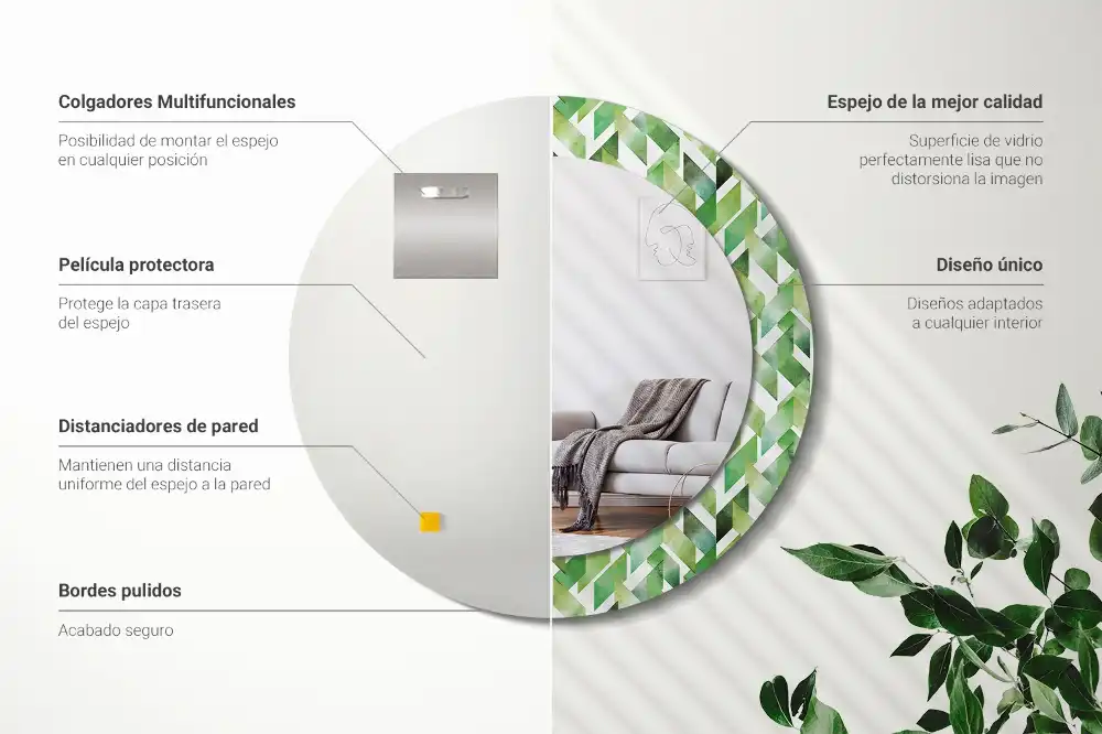 Round decorative mirror Herringbone