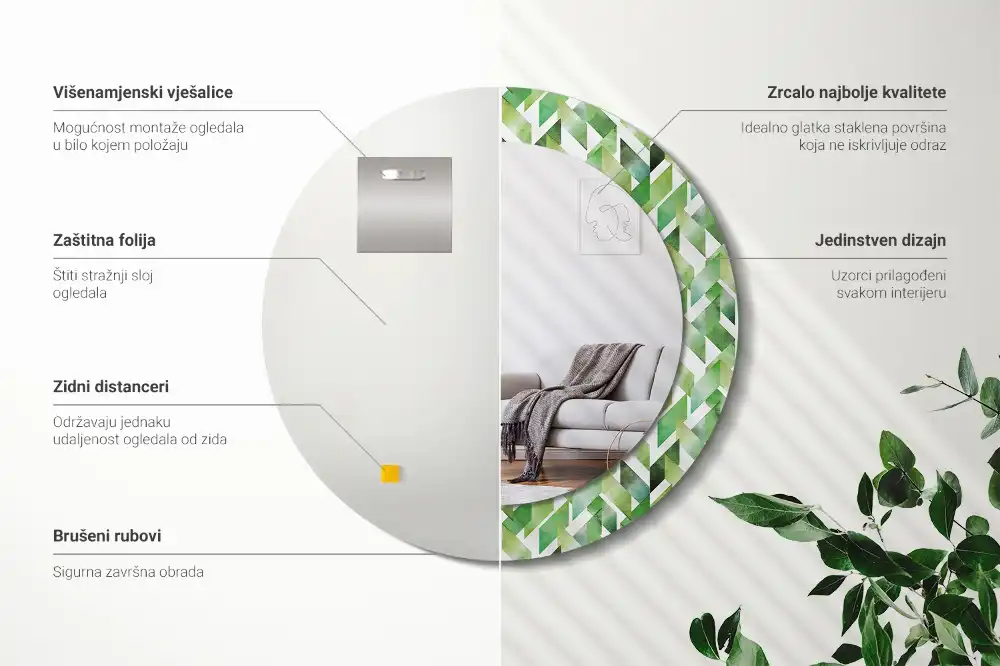 Round decorative mirror Herringbone