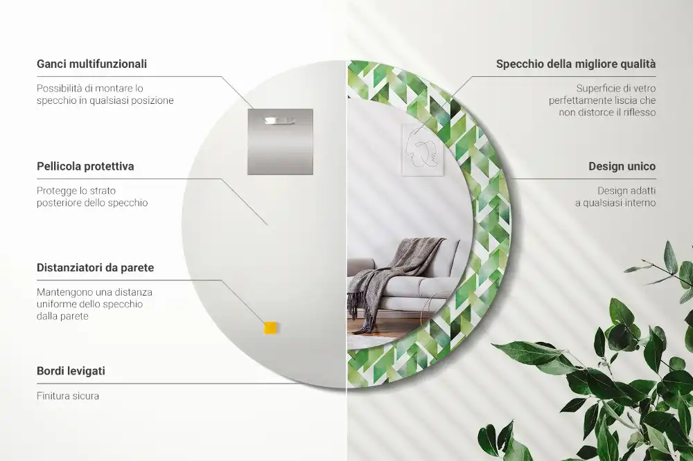 Round decorative mirror Herringbone