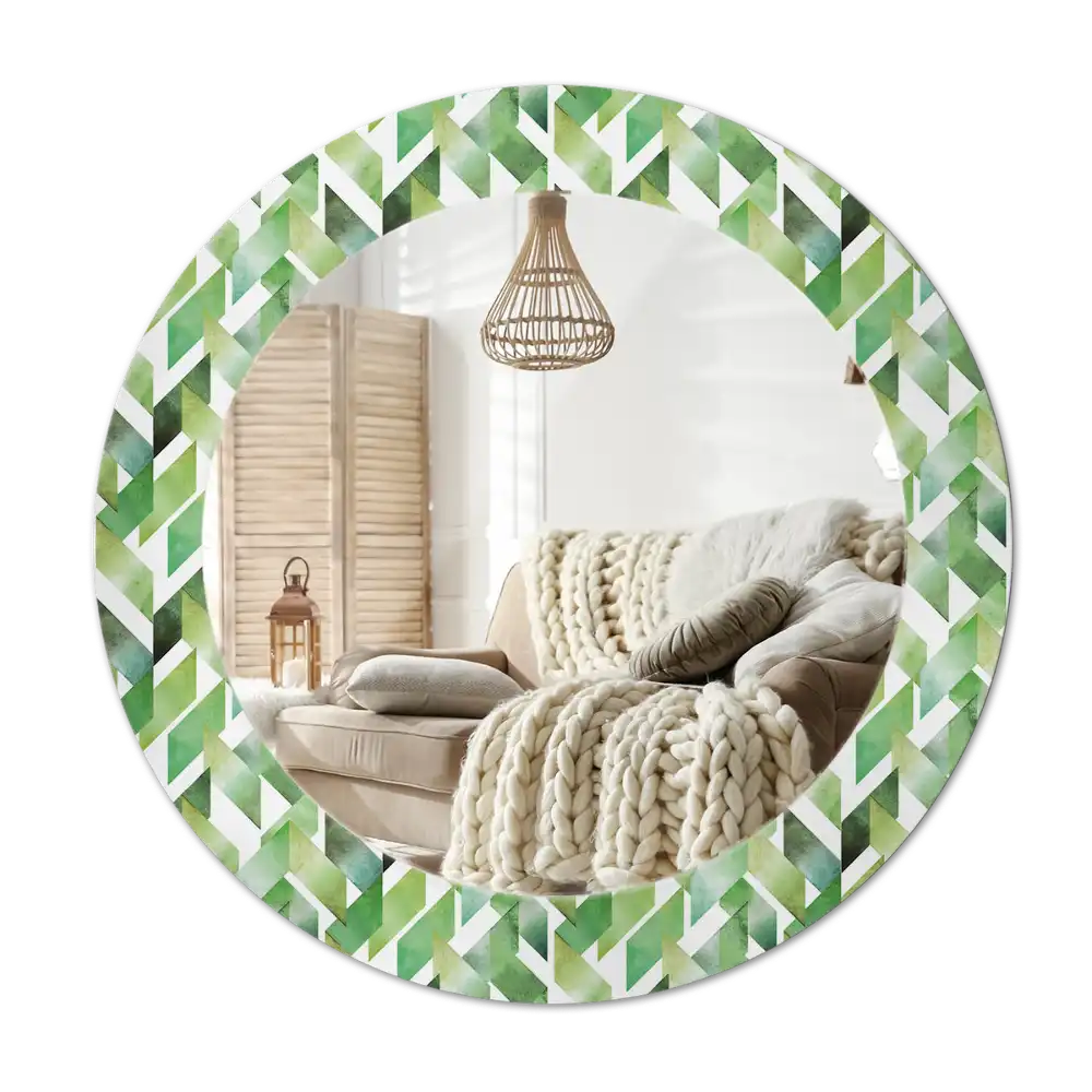 Round decorative mirror Herringbone