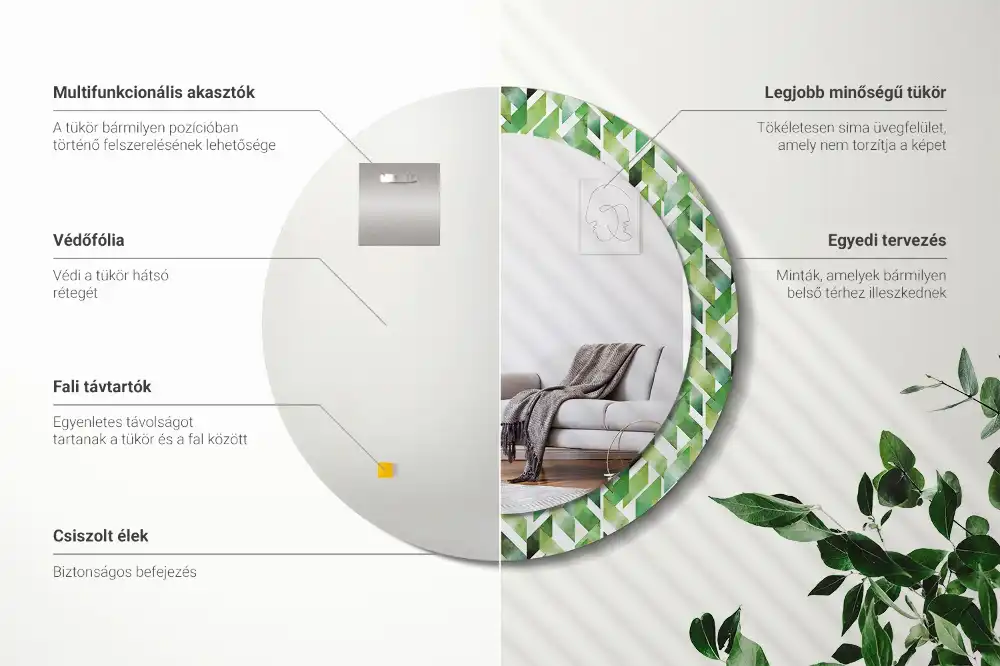 Round decorative mirror Herringbone