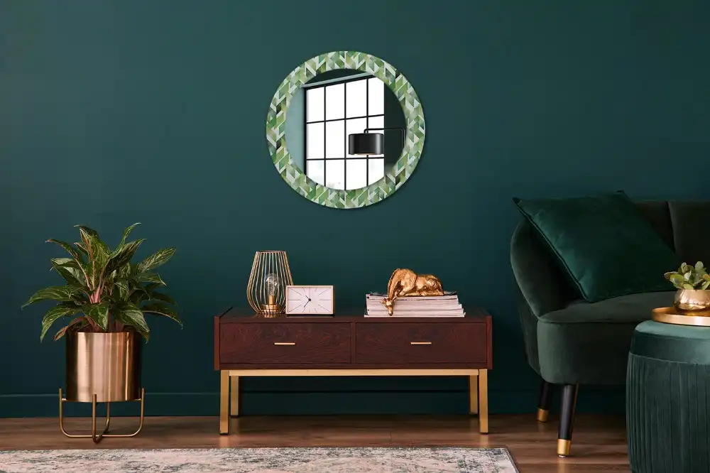 Round decorative mirror Herringbone