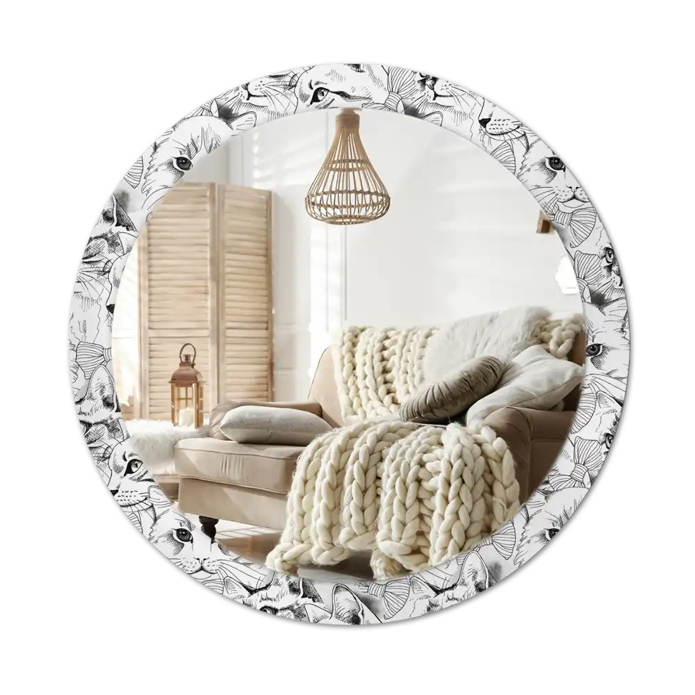 Round printed mirror Cats