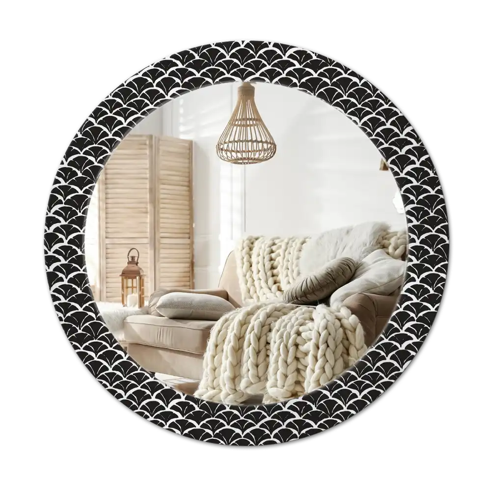 Round wall mirror decor Oriental scales