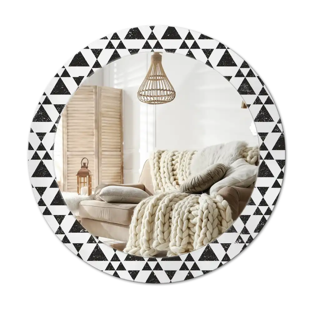 Round wall mirror decor Triangles geometry