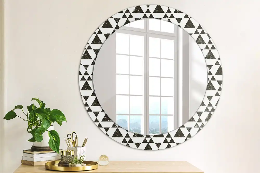 Round wall mirror decor Triangles geometry