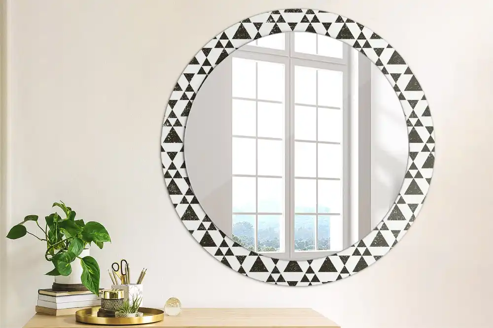 Round wall mirror decor Triangles geometry