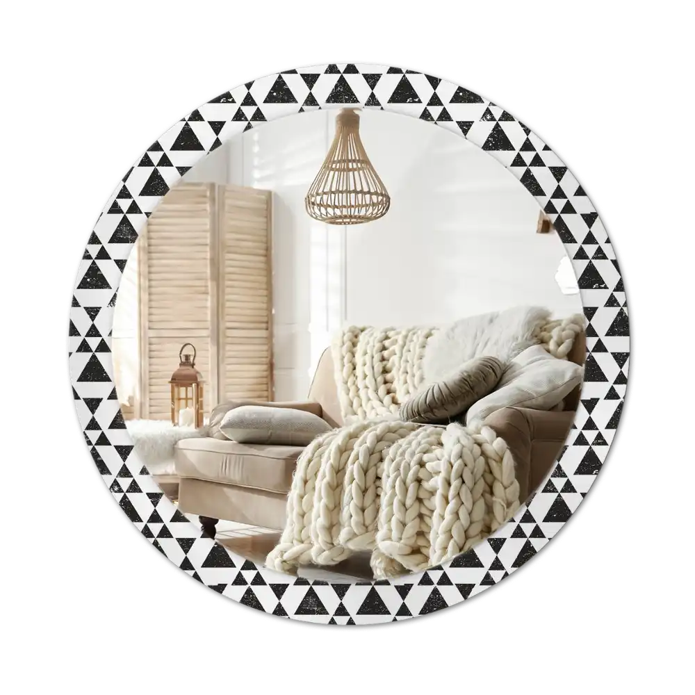 Round wall mirror decor Triangles geometry