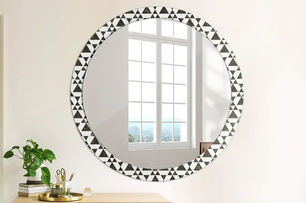Round wall mirror decor Triangles geometry