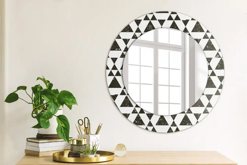 Round wall mirror decor Triangles geometry