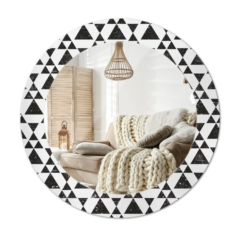 Round wall mirror decor Triangles geometry