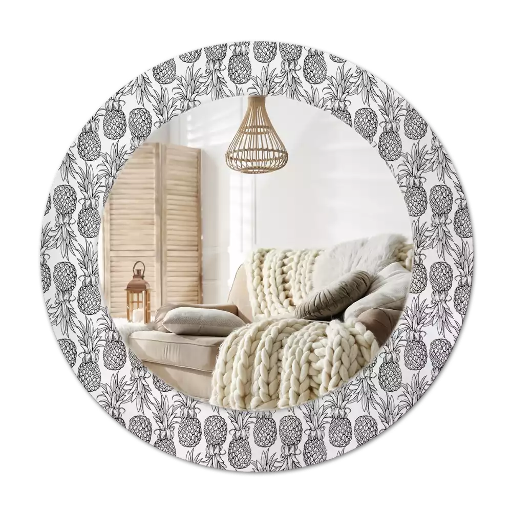 Round mirror frame with print Pineapples