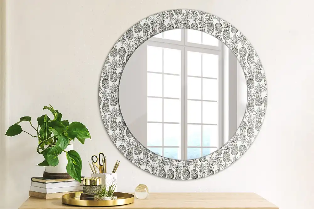 Round mirror frame with print Pineapples