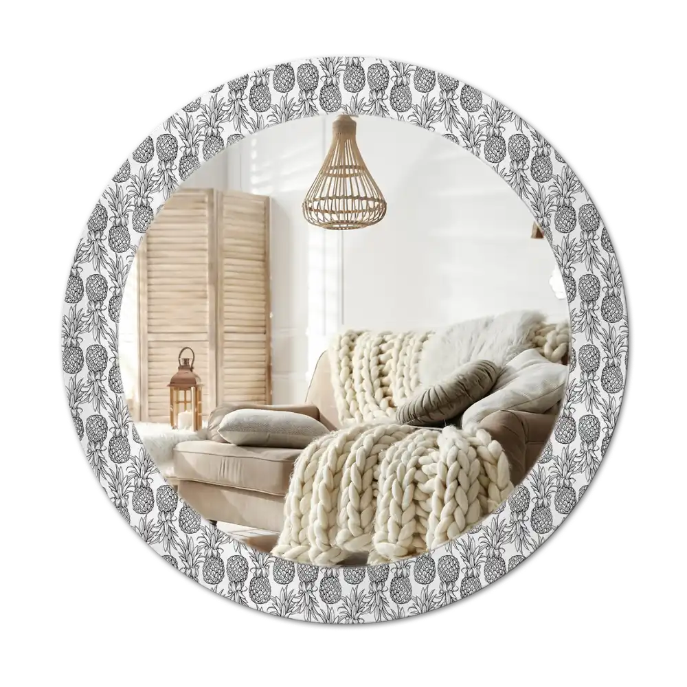 Round mirror frame with print Pineapples