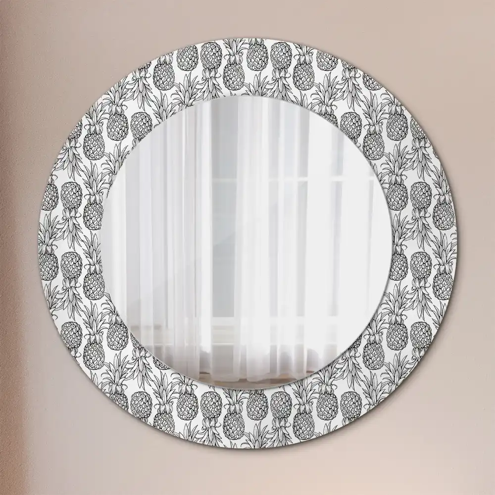 Round mirror frame with print Pineapples