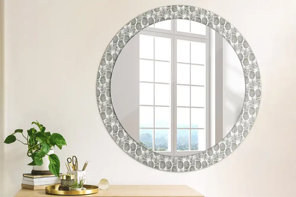 Round mirror frame with print Pineapples
