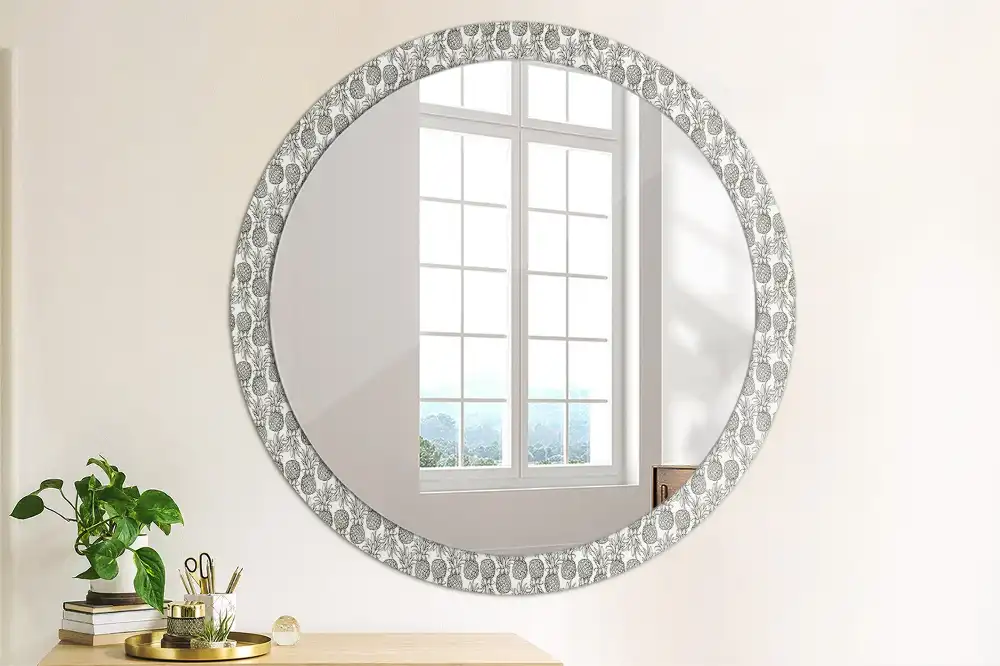 Round mirror frame with print Pineapples