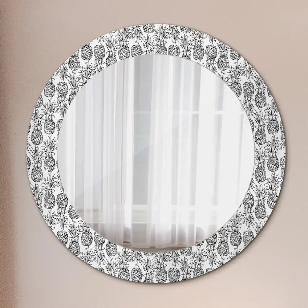 Round mirror frame with print Pineapples