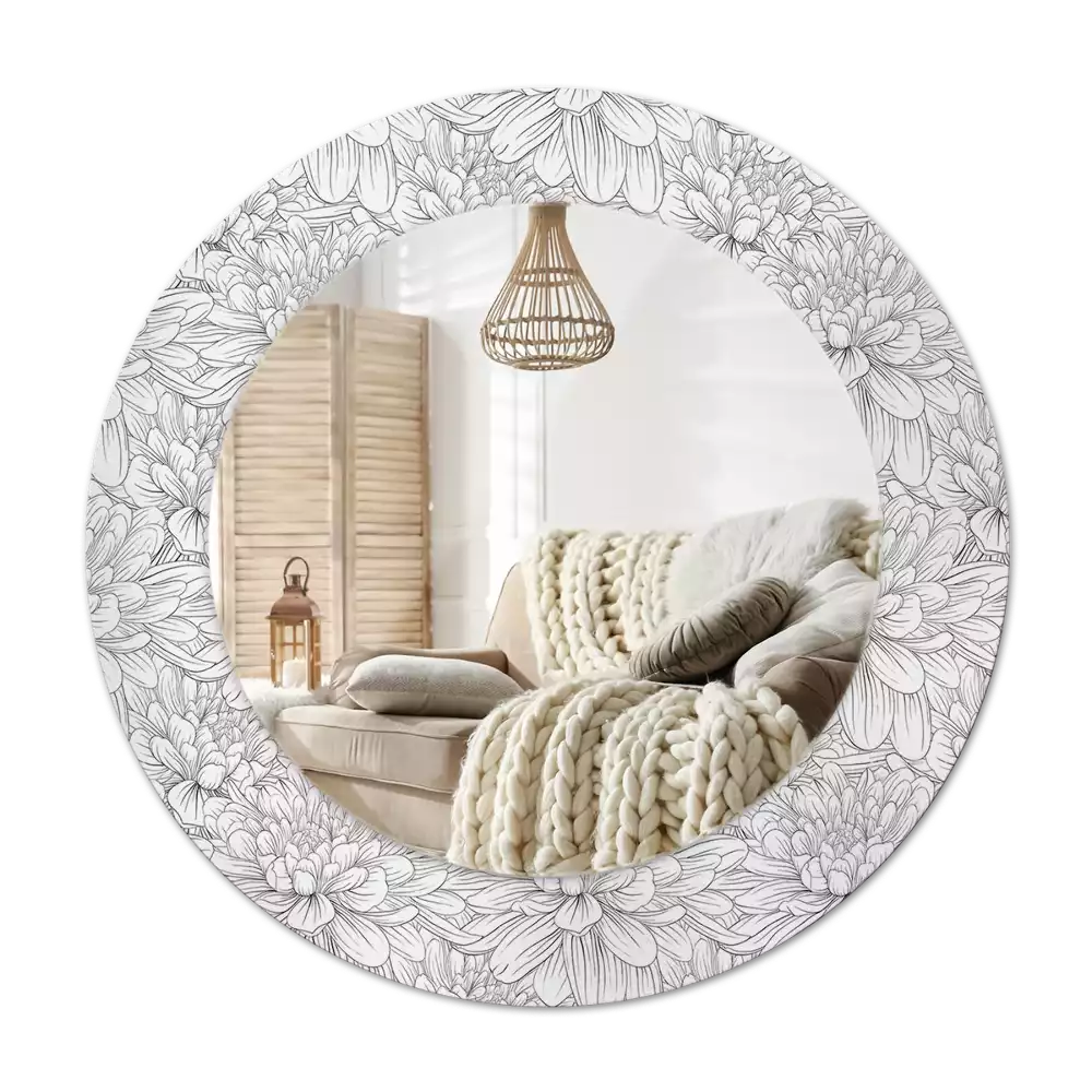 Round decorative mirror Lotus flowers