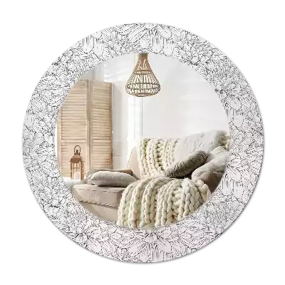 Round decorative mirror Lotus flowers