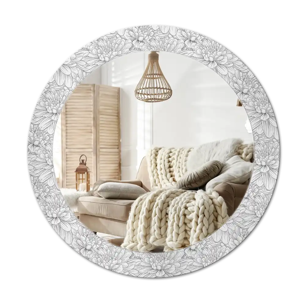 Round decorative mirror Lotus flowers