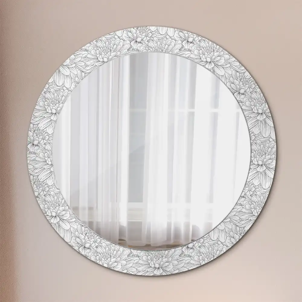 Round decorative mirror Lotus flowers