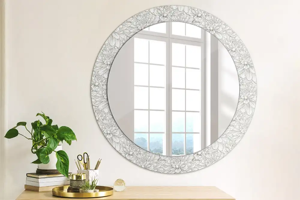 Round decorative mirror Lotus flowers