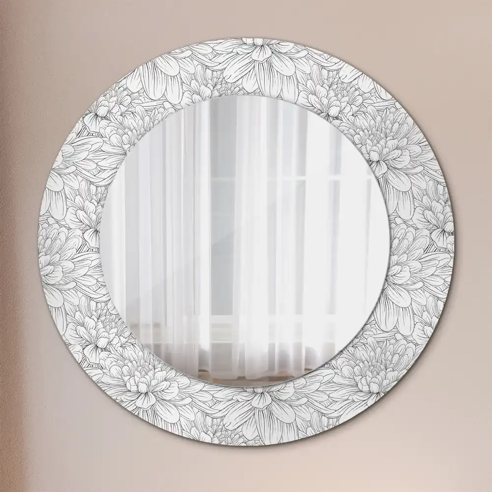 Round decorative mirror Lotus flowers