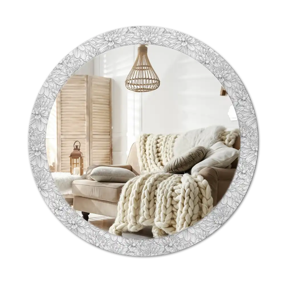 Round decorative mirror Lotus flowers