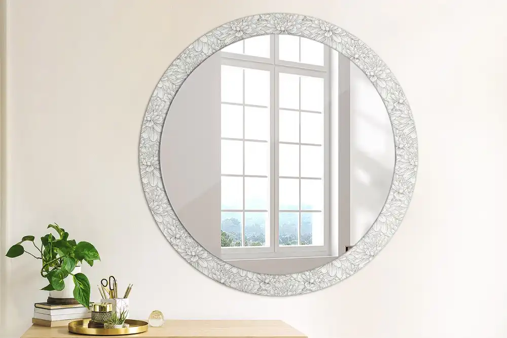 Round decorative mirror Lotus flowers
