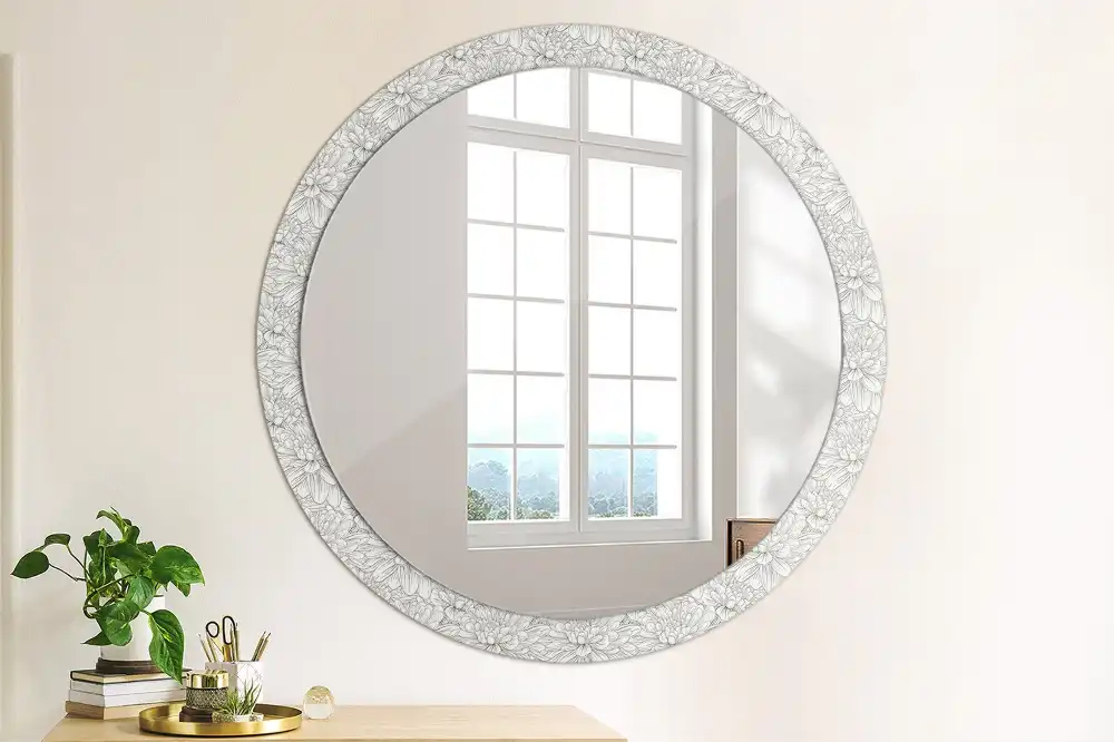 Round decorative mirror Lotus flowers