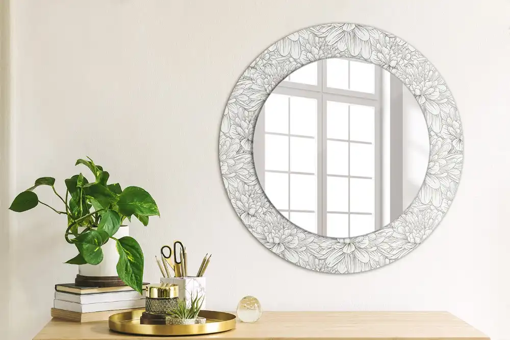 Round decorative mirror Lotus flowers