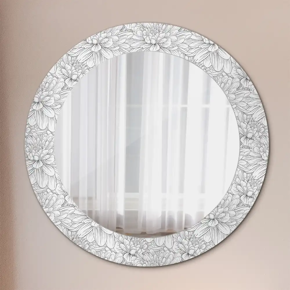 Round decorative mirror Lotus flowers