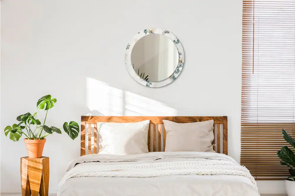 Round printed mirror Chinese birds