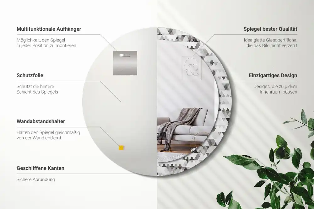 Round decorative mirror Triangles