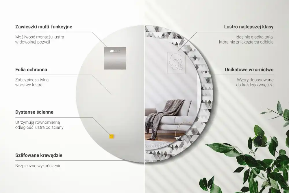 Round decorative mirror Triangles