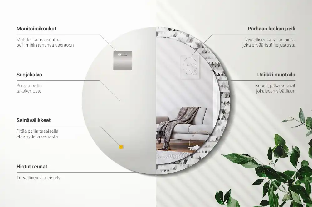 Round decorative mirror Triangles