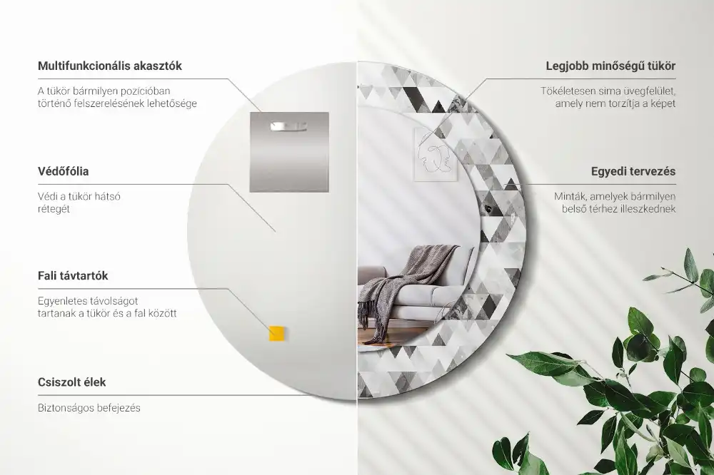 Round decorative mirror Triangles