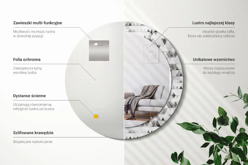 Round decorative mirror Triangles