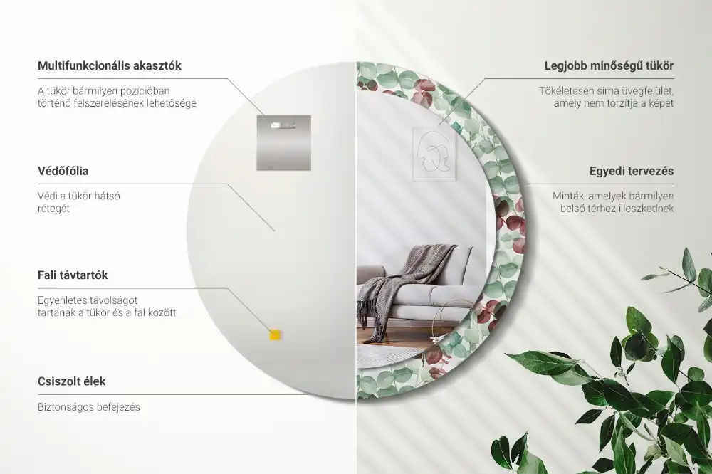 Round wall mirror decor Eucalyptus