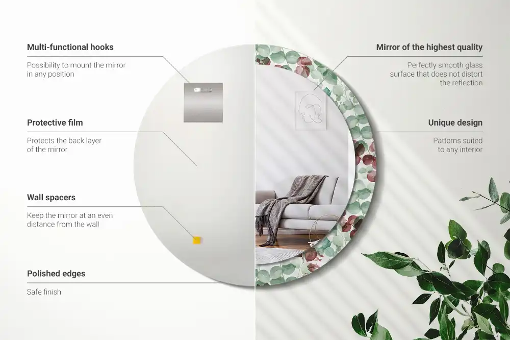 Round wall mirror decor Eucalyptus