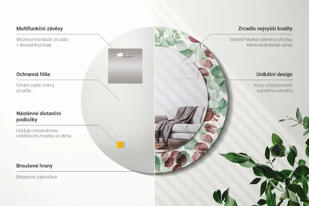 Round wall mirror decor Eucalyptus