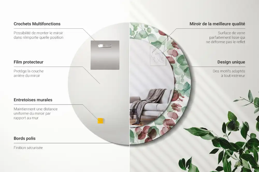 Round wall mirror decor Eucalyptus